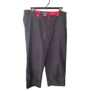 Vintage Y2K Anchor Blue Blck Wide Leg Wind Breaker Cargo Capri Side Leg Zip Sz11